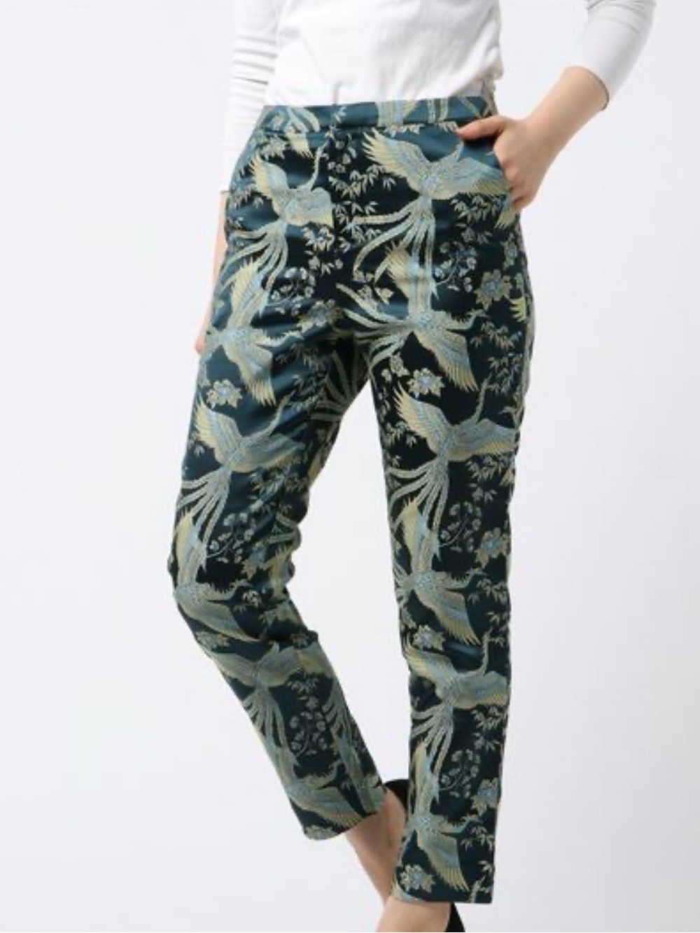 Scotch & Soda Teal and Light Blue Bird-Print Trousers